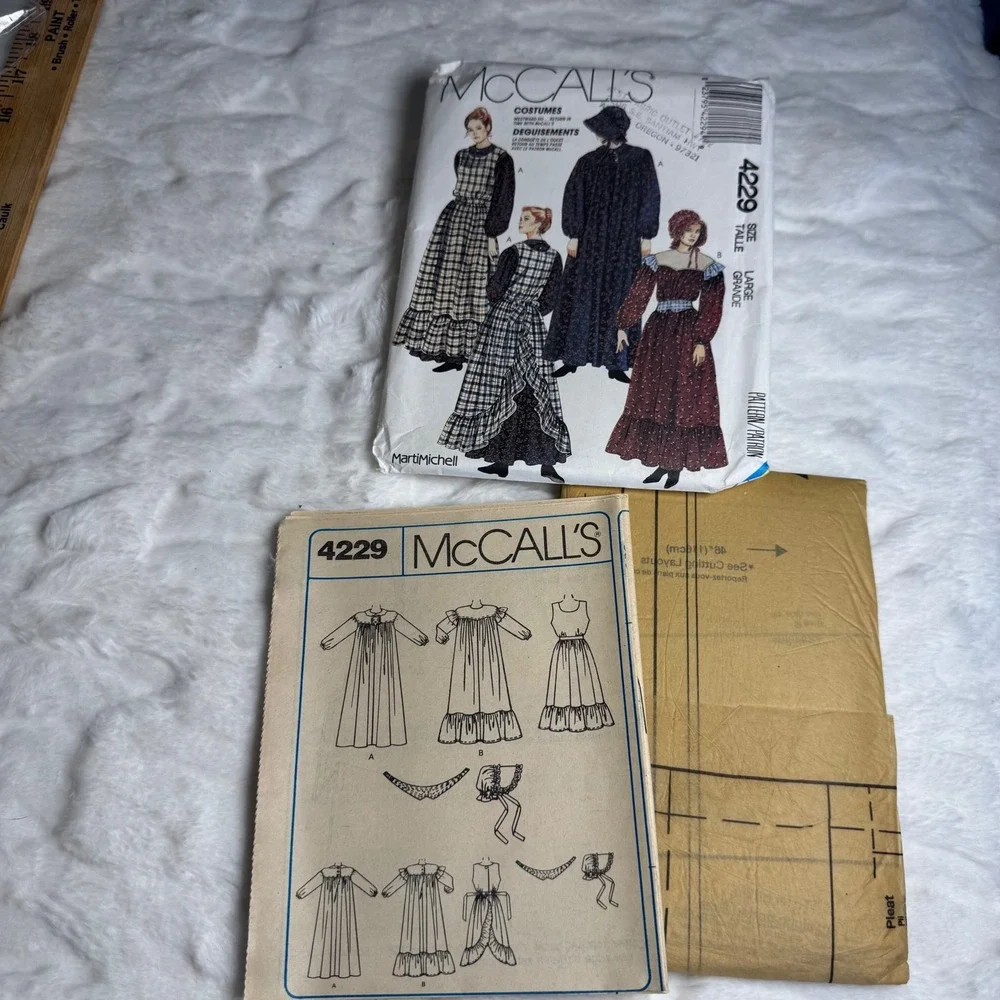McCall's 4229 Pioneer Costume Pattern Misses Size Large 18-20 Prairie Dress 1989